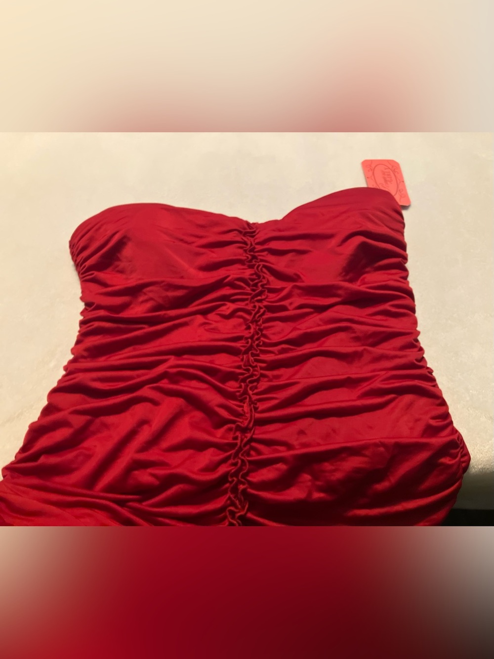 NWT Red Ruffle Strapless Dress - Picture 3 of 7